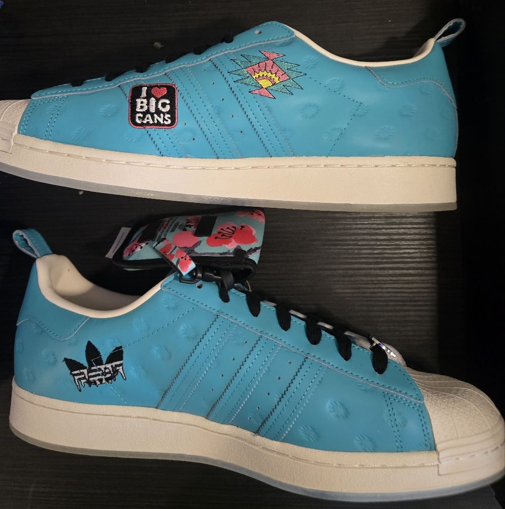 Adidas Superstar Arizona Special Editon Turquoise Shell Toe Sneakers Size 14 New - Picture 3 of 9